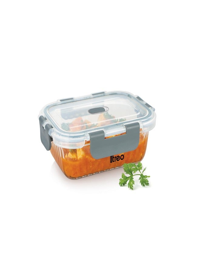 Treo By Milton Clip Fresh RIB Rectangular 370 ml Premium High Borosilicate Glass Container - Airtight, Leak-Proof, Microwave & Dishwasher Safe with Air Vent, Stackable & 100% Food Safe Design - Image 1